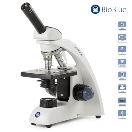 BioBlue 40X-1000X Monocular Portable Compound Microscope W/ 5MP USB 3 Digital Camera